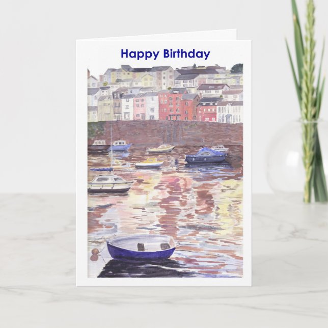 Birthday card, Brixham Harbour Devon UK Card (Front)