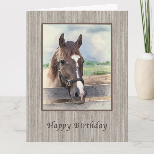 Birthday Card, Brown Horse with Bridle Card (Front)