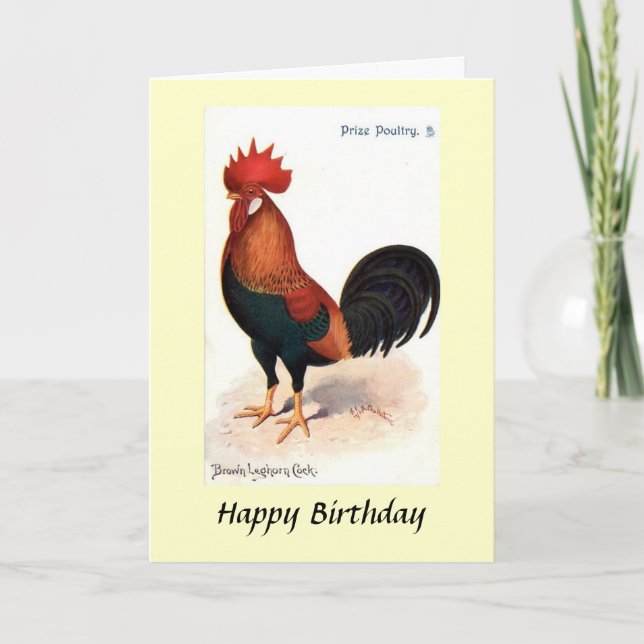 Birthday Card - Brown Leghorn Cock (Front)