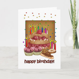 Birthday Card - Cakes Cookies Cup Cakes Candles