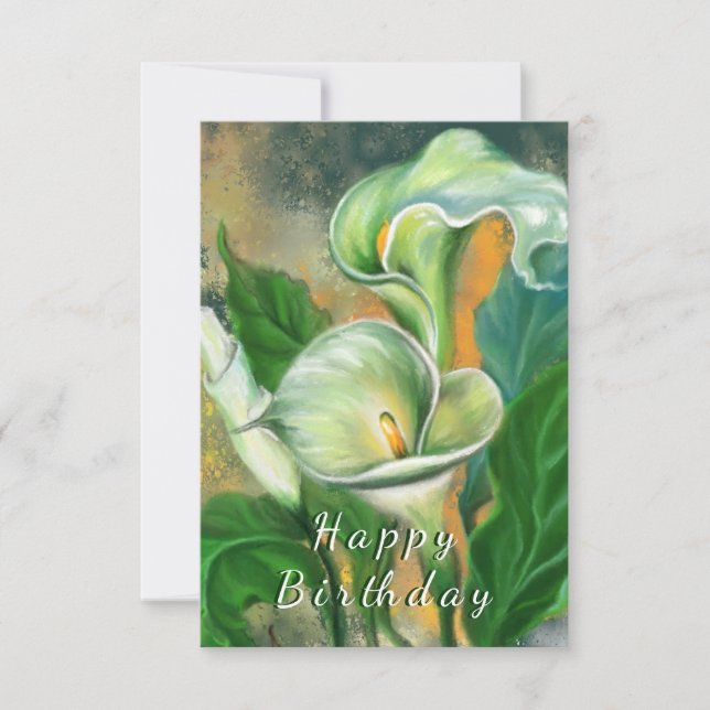 Birthday Card Calla Lily Flowers Painting (Front)