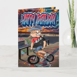 Birthday card Cartoon BMX