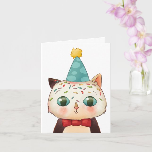 Birthday Card Cat Cute Funny Sprinkles Her Him (Orchid)