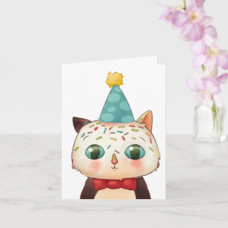 Birthday Card Cat Cute Funny Sprinkles Her Him