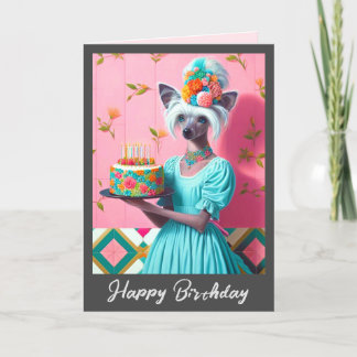 Birthday Card | Chinese Crested Dog Birthday Cake