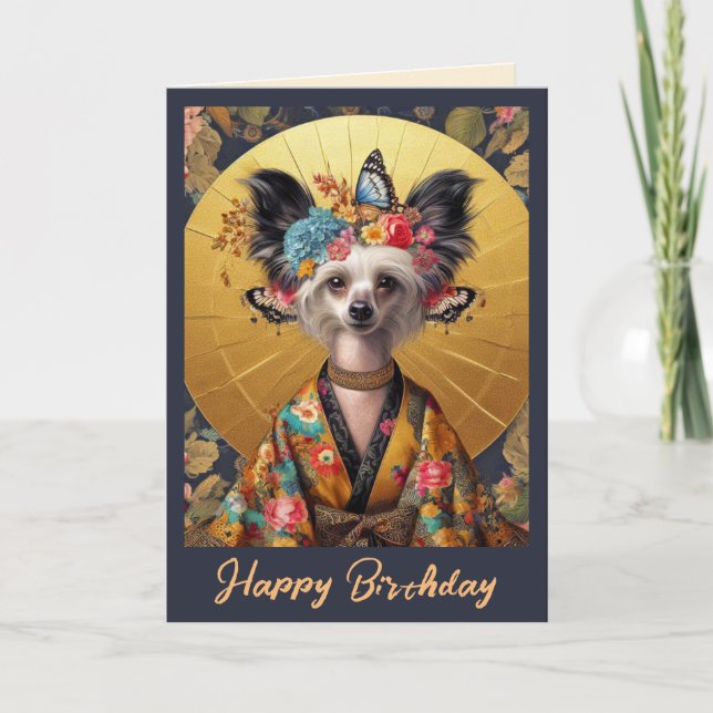 Birthday Card | Chinese Crested Kimono Birthday (Front)