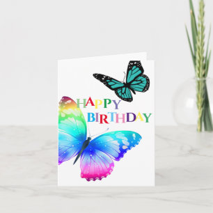 Birthday Card - Colourful Butterflies