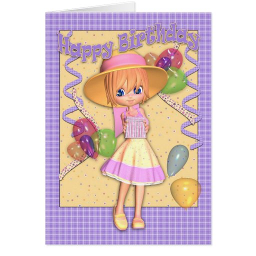 Birthday Card - Cute Little Girl | Zazzle