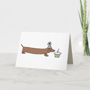 Birthday Card - Dachshund With Cupcake