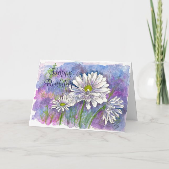 Birthday Card Daisy Bouquet Painting (Front)