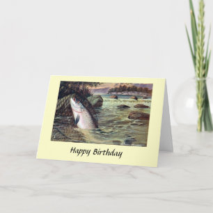 Birthday Card - Fishing - Salmon