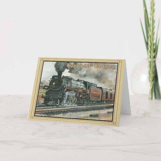 Birthday Card for 90 years with Train (Front)