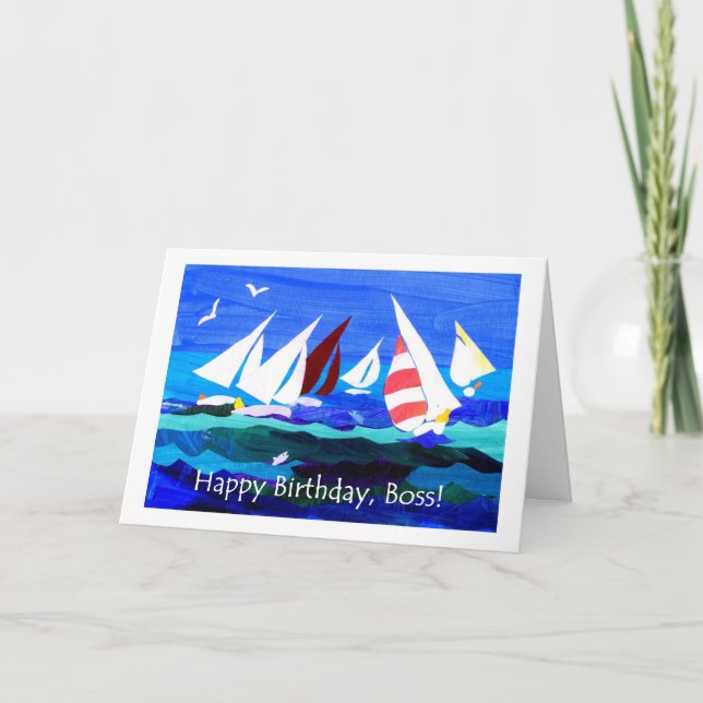 Birthday Card for a Boss - Sailing (Front)