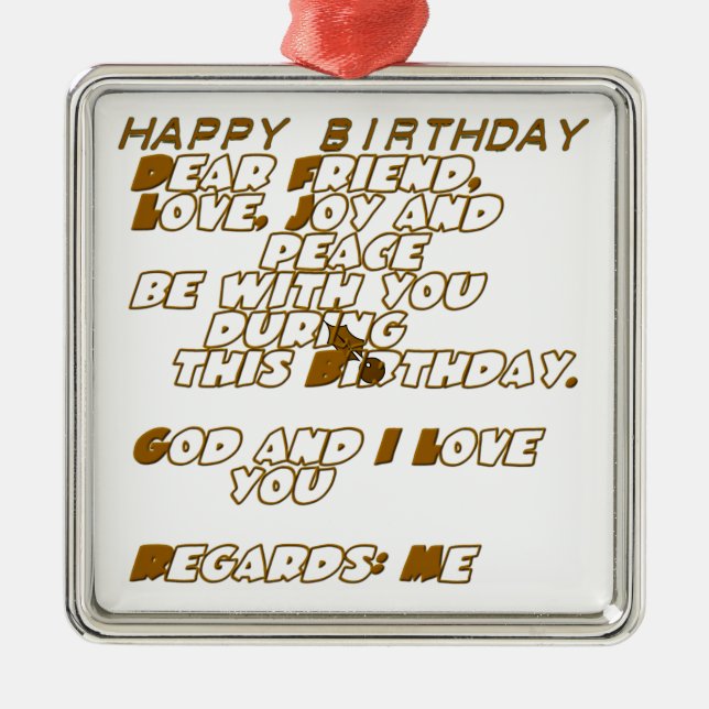 Birthday Card for a Christian Friend Metal Tree Decoration (Front)