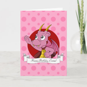 Birthday Card for a girl with Cartoon dragon