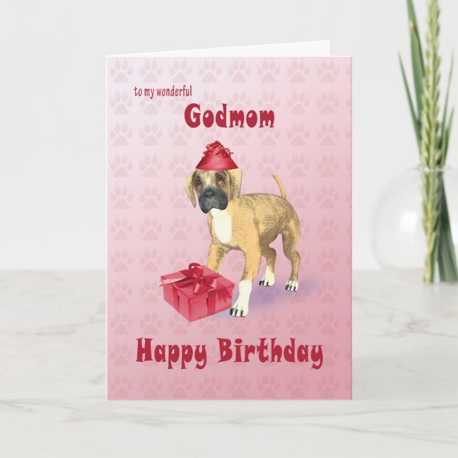 Birthday card for a Godmother with a puppy (Front)