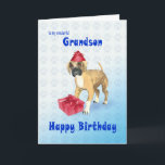 Birthday card for a grandson with a puppy<br><div class="desc">A birthday card with a cute boxer puppy. What could be better for a dog-lover? This playful little pup will steal your heart! A birthday card for a grandson.</div>