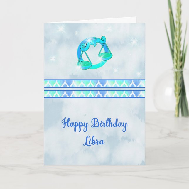 Birthday Card for a Libra, Zodiac Scales (Front)