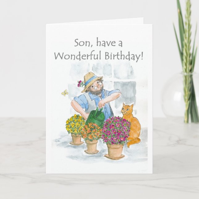 Birthday Card for a Son - Gardening (Front)