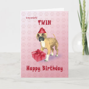 Birthday card for a twin with a puppy