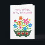 Birthday Card for a Wife<br><div class="desc">A pretty Birthday Card for a Wife,  with a window-box full of brightly coloured flowers,  from a handpainted paper collage by Judy Adamson. Matching gifts and other greeting cards are also available in my store.</div>