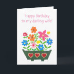 Birthday Card for a Wife<br><div class="desc">A pretty Birthday Card for a Wife,  with a window-box full of brightly coloured flowers,  from a handpainted paper collage by Judy Adamson. Matching gifts and other greeting cards are also available in my store.</div>