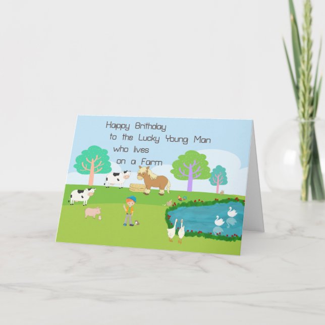 Birthday Card for a Young Man who Lives on a Farm (Front)