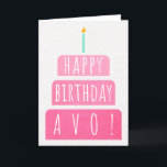 Birthday Card for Avo<br><div class="desc">Birthday Card for Avo. If you call your grandmother Avo instead of Grandma, this birthday card is perfect for her. (Avo means grandmother in Portuguese.). Your avo also will love this birthday card's gradient ombre pink design with a birthday cake that says "Happy birthday Avo!" Make this card customisable! Click...</div>