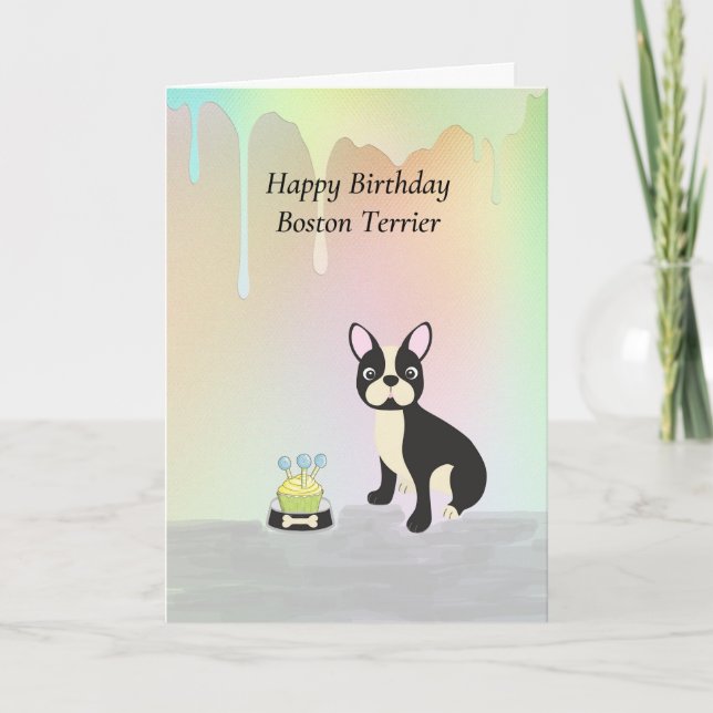 Birthday Card for Boston Terrier Dog (Front)