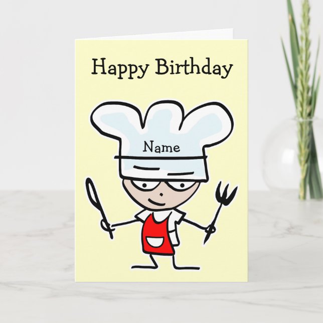 Birthday card for chef or cook - Cooking theme (Front)