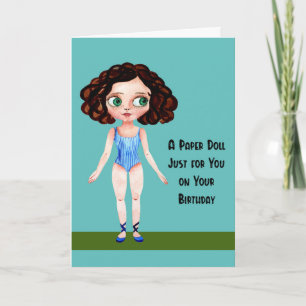 Birthday Card for Child with Paper Doll