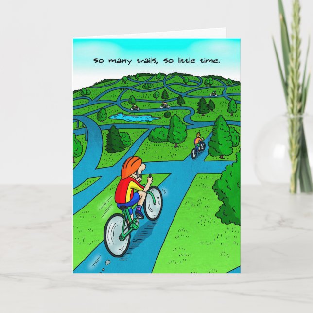 Birthday Card for Cyclist - So Many Trails (Front)