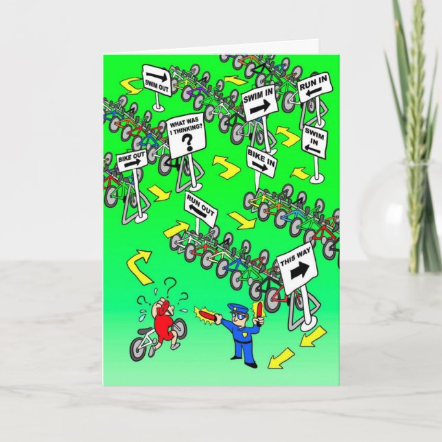 Birthday Card for Cyclist - Triathlon Cop (Front)