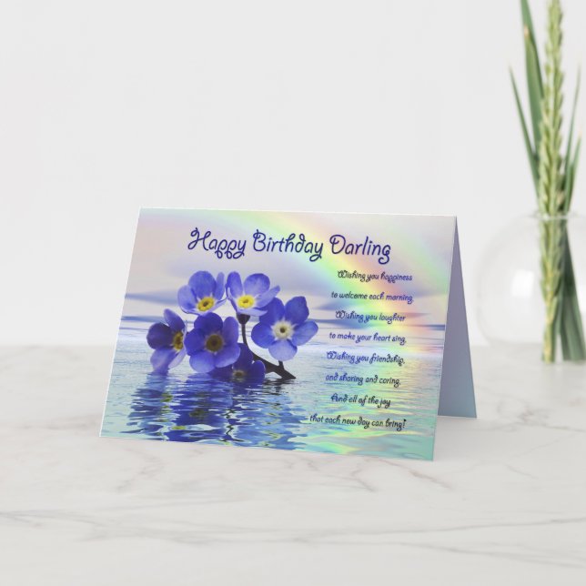 Birthday card for Darling with forget me nots (Front)
