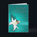 Birthday card for daughter, with a lily<br><div class="desc">A pure white lily on a background of delicate scroll work. A gorgeous card for any lady.</div>