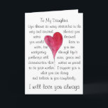 Birthday card for daughter with heart and words<br><div class="desc">Original quote and waterheart from my collection. For mother to daughter</div>
