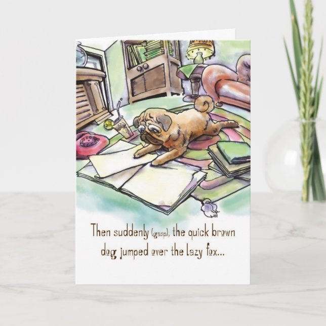 Birthday Card for Dog Lover - Revisionist Pug (Front)