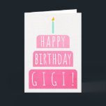 Birthday Card for Gigi<br><div class="desc">Birthday Card for Gigi. If you call your grandmother Gigi instead of Grandma, this birthday card is perfect for her. Your gigi also will love this birthday card's gradient ombre pink design with a birthday cake that says "Happy birthday Gigi!" Make this card customisable! Click "Edit Design", "Inside Bottom/Right: Text...</div>