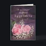 Birthday card for Girlfriend with pink roses<br><div class="desc">Three beautiful pink roses to send to your girlfriend on her birthday. A gorgeous Birthday card for a girlfriend that you can customise to convey your own sentiments.</div>
