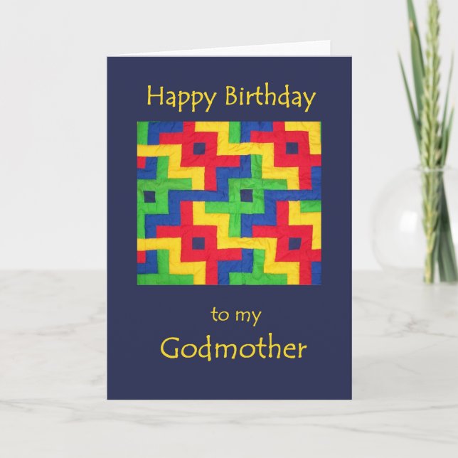 Birthday Card for Godmother - Patchwork Quilt (Front)