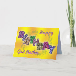 Birthday card for godmother with floral text