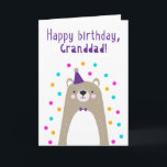 Birthday Card for  Granddad<br><div class="desc">Birthday Card for Granddad. If you call your grandfather Granddad instead of Grandpa, this birthday card is perfect for him. Your granddad will love this birthday card's cute, modern, colourful, Scandinavian-style design that features a brown and grey teddy bear cub with a purple party hat and bowtie and pink, yellow,...</div>