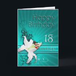 Birthday card for granddaughter 18 with a lily<br><div class="desc">A pure white lily on a background of delicate scroll work. A gorgeous card for any lady.</div>