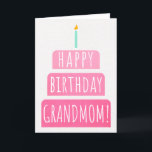 Birthday Card for Grandmom<br><div class="desc">Birthday Card for Grandmom. If you call your grandmother Grandmom instead of Grandma, this birthday card is perfect for her. Your grandmom also will love this birthday card's gradient ombre pink design with a birthday cake that says "Happy birthday Grandmom!" Make this card customisable! Click "Edit Design", "Inside Bottom/Right: Text...</div>