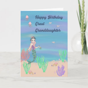 Birthday Card for Great Granddaughter with Mermaid
