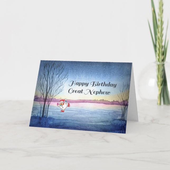 Birthday Card for Great Nephew Winter Scene (Front)