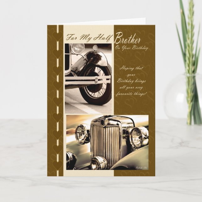 Birthday card for half brother, classy cars (Front)