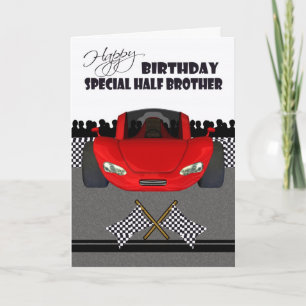 Birthday card for half brother, racing car