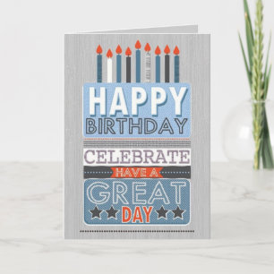 Birthday Card For Him - Cake and Candles