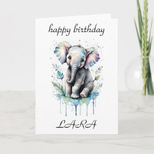 Birthday card for kids baby elephant girl boy